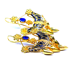 Boucles d'oreilles uniques élégantes et à la mode en argent sterling traditionnel plaqué or 925 avec pierres précieuses en kyanite - Product Image 5