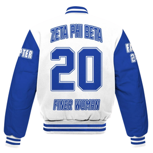 Zeta Phi Beta 1920 Grec Vie Sororité ZPB Bleu Blanc Varsity Letterman Veste Chenille Patch Fondateurs Day Wear - Product Image 5