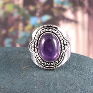 Anillo de Plata de Ley con Gema de Amatista, Joyería Ovalada, Anillo Hecho a Mano para Mujer, Proveedor Mayorista - Product Image 4