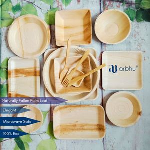 Assiettes à dîner jetables écologiques en bambou et feuilles de palmier de haute qualité, la meilleure portion d'Amazon pour les mariages et les fêtes - Product Image 2