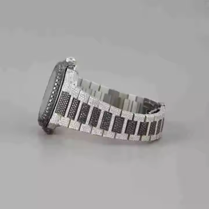 VVS Moissanite diamant montre de luxe automatique mécanique en acier inoxydable design à la mode noir blanc diamant montre pour hommes - Product Image 3