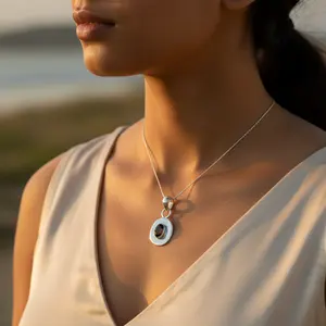 Plata 925 con Oro Rosa y Ónice para Regalo de Piedra Preciosa para Mujer, Nuevo Título: Turquesa Platino para Regalo Religioso para Mujer, Nuevo Título: Ópalo - Product Image 3