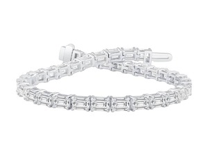 Statement Emerald Cut Diamond Horizontal Set Designer <b>Bracelet</b> 11.00 Ct F-G Lab Grown Diamond In Platinum Special Occasion Party - Product Image 2