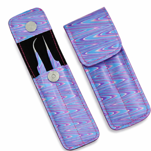 Rainbow Color Stainless Steel <b>Eyelash</b> <b>Tweezers</b> Set with PU Leather Case Professional Lash Extension Tool OEM ODM - Product Image 2