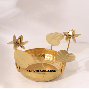 Bol de fruits moderne doré décoratif en forme de fleur de lotus pour la vaisselle de mariage - Product Image 6