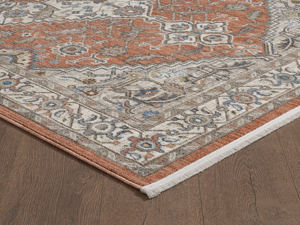 Alfombra turca de lujo, hecha a máquina, color rojo ladrillo degradado, para sala de estar, del fabricante de Gaziantep. - Product Image 3