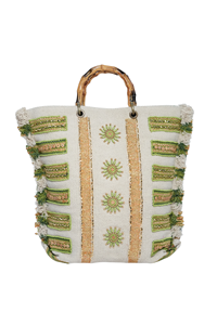 Sacs fourre-tout de grande capacité de style rétro pour femmes, design luxueux fait à la main avec des perles, poignée en bambou, sacs de shopping et fourre-tout en gros - Product Image 6