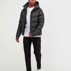 Manteau d'hiver matelassé en toile pour homme, doublure épaisse en laine, col montant, logo frontal, respirant et coupe-vent – Vente chaude usine - Product Image 5