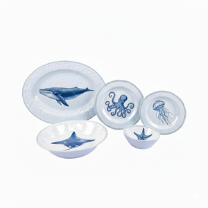 Vajilla de Melamina Personalizada con Diseño de Concha Marina Azul, Platos y Tazones Redondos Personalizados, Duraderos, de Grado Alimenticio, Seguros para la Cocina - Product Image 3