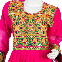 Robe ethnique afghane tribale Banjara de haute qualité pour femmes, avec broderies en dentelle, manches longues, ourlet évasé, tissu respirant
