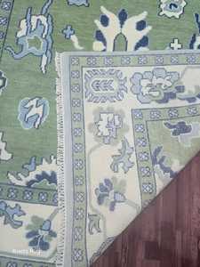 Tapis Oushak en laine de haute qualité 2.8x10 vert ivoire petit coureur Antique luxe Handknott Design Vintage pour salon prière - Product Image 5