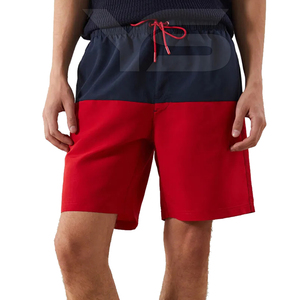 Short de plage en polyester pour hommes, short de plage décontracté, fermeture à cordon de serrage, teint uni, motif solide, polyester non tissé - Product Image 6