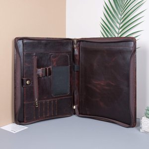 Customize <b>Folder</b> Different Designs Padfolio <b>A4</b> Leather Zippered Portfolio <b>Folder</b> Briefcase Portfolio LPF-0504 - Product Image 1