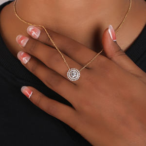 จี้เพชรตัดกลมทำจากทองคำ10KT มินิมอลหรูหราจี้แฟชั่นทรงเสน่ห์สไตล์คลาสสิกอินเทรนด์ใหม่ - Product Image 4