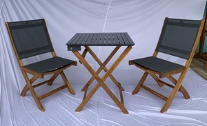Wood and Fabric Garden <b>Chairs</b> - Acacia Wood and Fabric <b>Folding</b> <b>Chairs</b> - Product Image 3