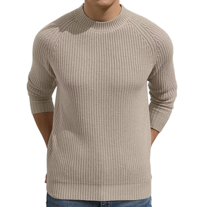 Suéteres de Invierno para Hombre, Transpirables, 100% Algodón, Nuevo Estilo Casual Tejido, Cuello Redondo, Color Sólido, Alta Calidad - Product Image 1