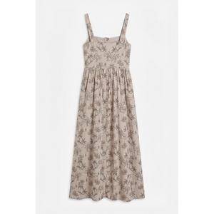 Robe midi Dugmeli Askili Keten Karisimli - Beige - Product Image 2