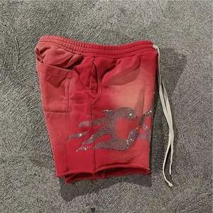 Pantalones Cortos Deportivos Personalizados para Hombre, Estilo Vintage, Holgados, Desgastados, Lavado Ácido, Estilo Urbano, Casuales, de Malla con Logotipo de Diamantes de Imitación - Product Image 4