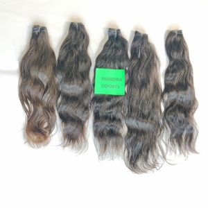 Venta al por mayor 100% pelo virgen sin procesar cutícula alineada color natural tejido crudo indio Paquete de cabello humano ondulado libre de químicos - Product Image 6