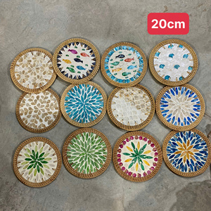 Bandeja de Ratán con Incrustaciones de Nácar, Ratán Tejido y Concha para Mesa de Comedor, Exhibición, Vietnam, por 99 Gold Data - Ms Violet - Product Image 2