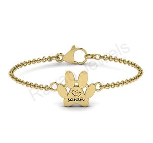 Pulsera con nombre de pata de perro personalizada de plata minimalista para amantes de las mascotas, joyería de eslabones de cadena fina, regalo creativo de Navidad para cariñosos - Product Image 1