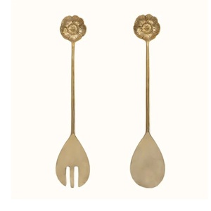 <b>Bee</b> Design Brass Salad Serving Set of 2 with Matte Polish for Kitchen Unique Brass Flatware Salad Cutlery Sets at Low Price - Product Image 6