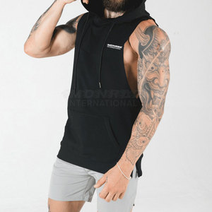 Vente en gros de sweats à capuche sans manches pour hommes fitness personnalisés sweat à capuche décontracté pour hommes mode chaude sweat à capuche personnalisé - Product Image 4