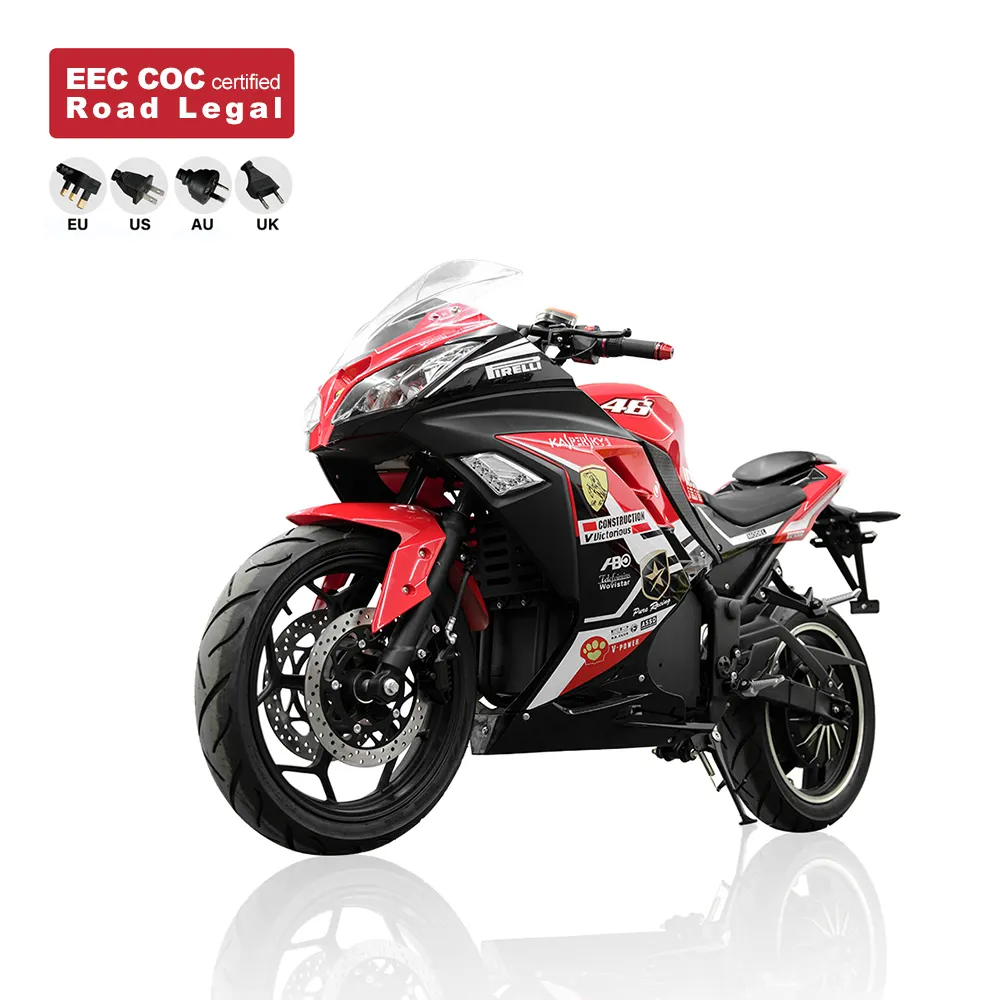 Motocicleta eléctrica de carreras, moto eléctrica personalizada, 72V, 3000w, 30Ah, certificado EEC, COC, barata, venta al por mayor