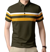 Camisa de Hombre a la Moda, Corte Regular, a Rayas, 100% Algodón, Tejido de Punto, Bordada, Casual, Anti-Pilling, Transpirable, 220g