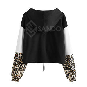 เสื้อครอปมีฮู้ดของผู้หญิงเสื้อครอปทำจากผ้าฝ้ายกันลม - Product Image 2