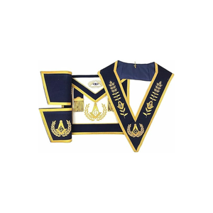 Conjunto de Regalia del rito escocés de 18 grados, conjunto azul bordado a mano, delantal vestido completo de Arco Real con respaldo azul - Product Image 6