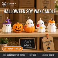 Coffret Cadeau Mini Bougies en Cire de Soja Halloween – Bougies Parfumées Fantôme et Citrouille pour Ambiance Festive et Coconneuse