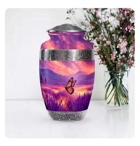 Urnes en métal uniques pour cendres conçues pour contenir des souvenirs chéris urnes de crémation décoratives à bande gravée et croix arrivée chaude - Product Image 3