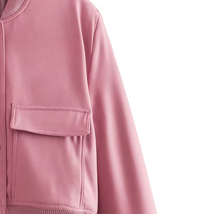 Femmes nouveauté printemps automne Baseball veste décontracté coupe-vent col montant grande poche bouton conception respirant soie court - Product Image 2