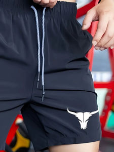 Pantalones cortos informales para hombre hechos a medida con logotipo para correr, sudor, entrenamiento, Fitness, deportes atléticos, pantalones cortos estampados de poliéster para gimnasio - Product Image 2