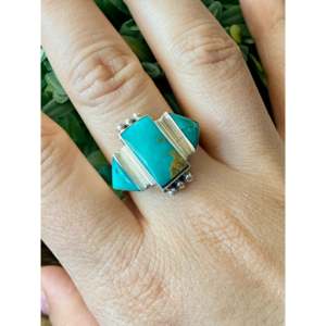 Anillo Genevieve Francisco Kingman con Turquesa y Plata de Ley, Engaste con Bisel, Talla 11.75, para Uso Diario - Product Image 2