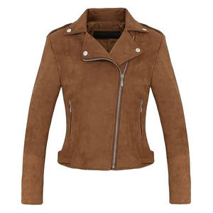 Chaqueta de Cuero de Gamuza para Mujer, Diseño Moderno Tejido, Estilo Casual Urbano para Invierno - Product Image 1