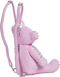 حقيبة ظهر تيدي بتصميم قوطي مخيف - حقيبة جلد نباتي، مزينة بالمسامير والمسامير المدببة باللون الأسود - Product Image 2