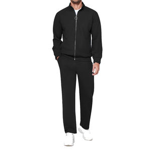 Ensemble de survêtement formel pour homme de haute qualité, 2 pièces, polaire, fermeture éclair intégrale, imprimé uni, respirant, tenue d'entraînement de basketball - Product Image 1