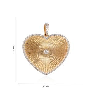 จี้รูปหัวใจประดับเพชรธรรมชาติ ทองคำแท้ 14K ลายซันเบิร์สต์ สร้อยคอรูปหัวใจ งานแฮนด์เมด ขายส่ง เครื่องประดับคุณภาพสูง - Product Image 2
