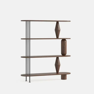 Étagère de salon moderne en bois massif et en fer, taille personnalisable, design durable et écologique, portable pour entrepôt et appartement - Product Image 1