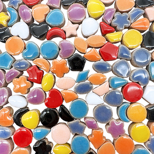 PLOMA - Mini Azulejos de Cerámica para Mosaico, 6-10 mm, Mezcla de Formas y Colores, 200 g, Modernos, Ecológicos, Resistentes al Agua, Acabado Brillante, 1 Año de Garantía - Product Image 1