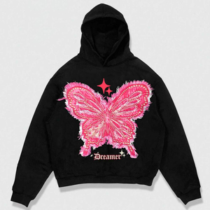 เสื้อผ้าลำลองสไตล์สตรีทสำหรับฤดูหนาว มีฮู้ดบุซับในด้านหน้า ป้องกันขนร่วง กันลม ผลิตจากผ้าฝ้าย 100% เป็นมิตรกับสิ่งแวดล้อม ระบายอากาศได้ดี ทรงหลวมไหล่ตก ถักทอ - Product Image 1