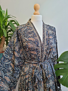 Lujo Boho Kimono Robe 100% algodón suave cómodo vestido fluido estampado Digital para Primavera Verano ocio nuevo para mujer - Product Image 3