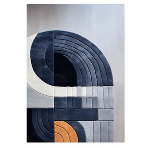 Tapis tufté à la main en laine de qualité supérieure en forme de Capsule moderne motif abstrait à poils élevés pour le bureau à domicile et le salon couleur anthracite - Product Image 3
