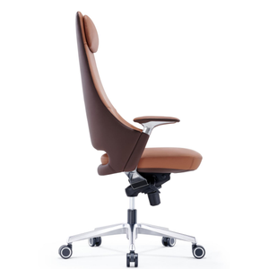 Sedia Direzionale Contemporanea in Ecopelle Marrone con Poggiatesta Regolabile e Design Sollevabile per Ufficio Domestico, Stile Moderno con Base in Metallo Cromato - Product Image 2