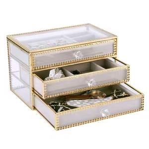 กล่องเครื่องประดับแก้วและทองทำจากทองเหลืองและกระจกที่ดีที่สุด - Product Image 3