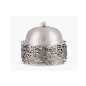 S/2 Metal Food Server With Iron Stand Customized Shape Handmade Casserole Classic Stylish Wholesale New Luxury Metal Food Warmer - Product Image 2