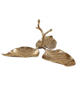 Plat de service en forme de feuille personnalisé à 3 compartiments Plaques en laiton à motif moderne pour mariage à domicile, restaurant, hôtel, fête - Product Image 2