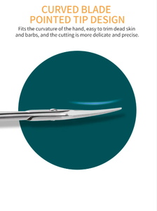 Tijeras rusas para cutículas de uñas de piel muerta de alta calidad, hoja curva de acero inoxidable, mango de cerámica, herramienta de belleza, punta afilada segura - Product Image 3